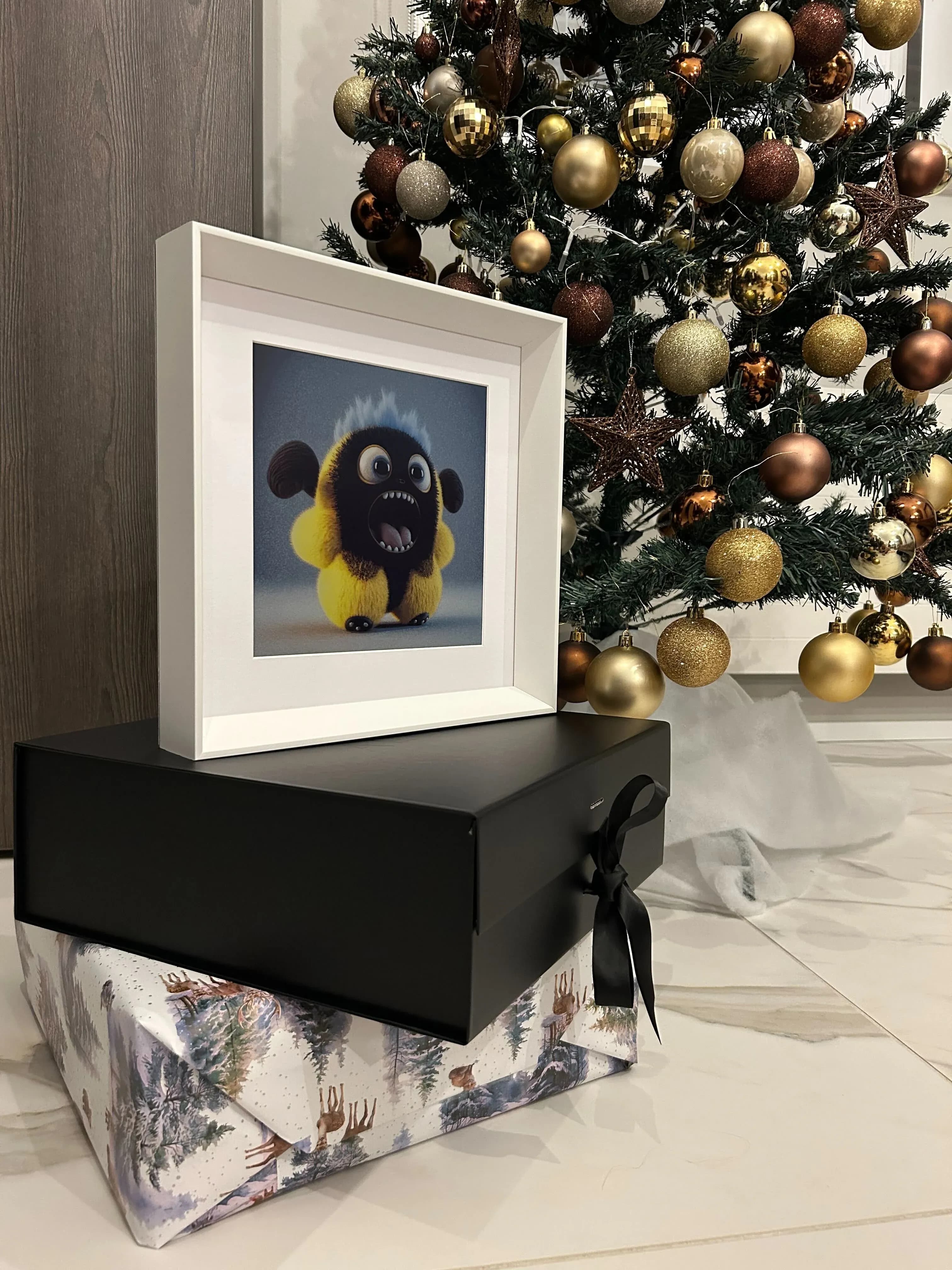 AELIG frame under Christmas tree