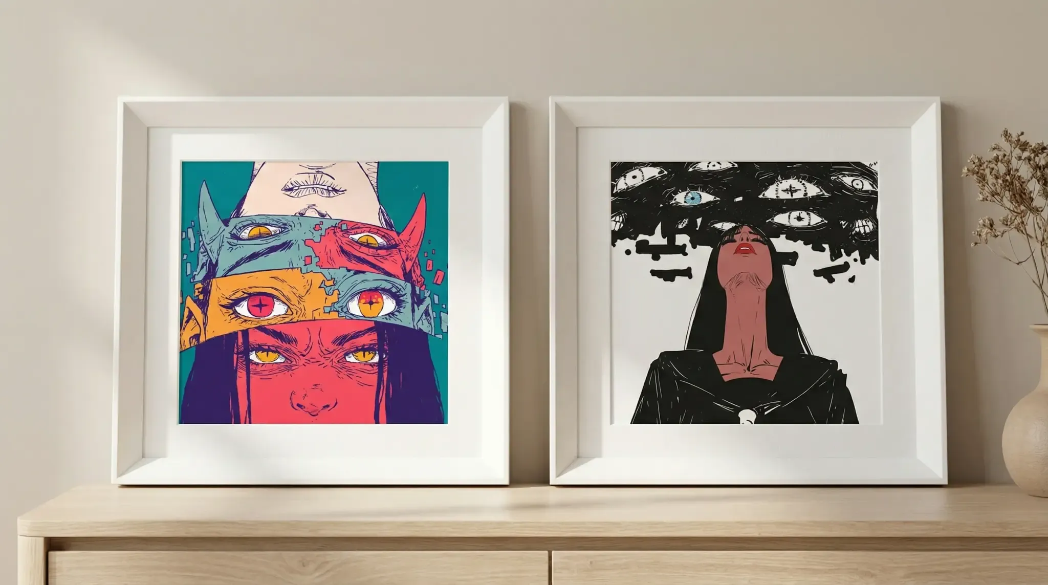 Two AELIG frames placed over a table
